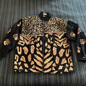 Vintage black Modi Denim gold sequin jacket